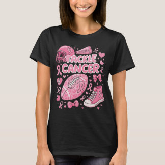 Tackla bröstcancer Rosa bandy Fotboll T Shirt