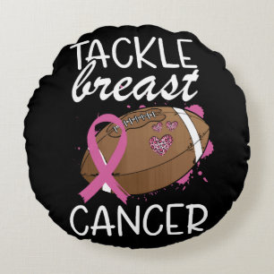 Tackla Cancer Bröstcancer Medvetenhet Band Fotboll Rund Kudde