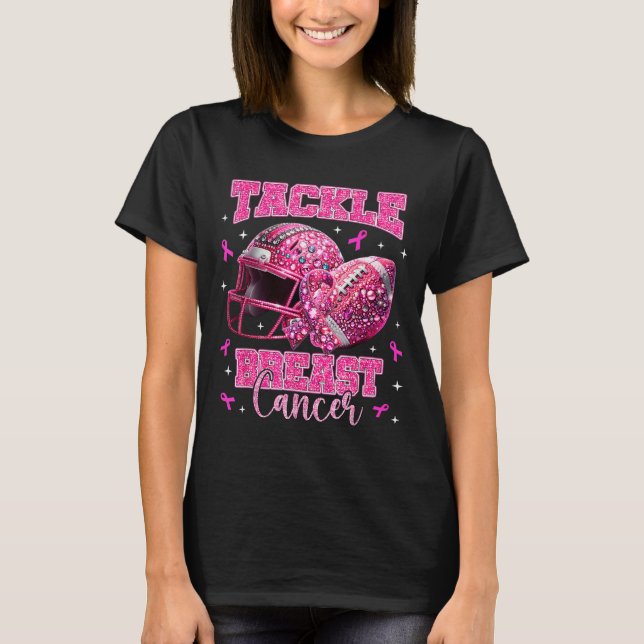 Tackle Breast Cancer Awareness American Football N T Shirt (Framsida)