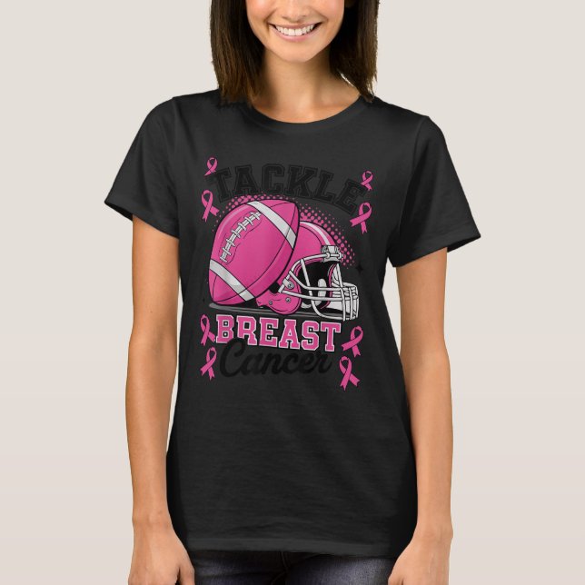Tackle Breast Cancer Awareness Nk Band Fotboll  T Shirt (Framsida)