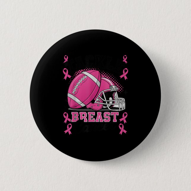 Tackle Breast Cancer Awareness Nk Ribbon Football  Knapp (Framsida)