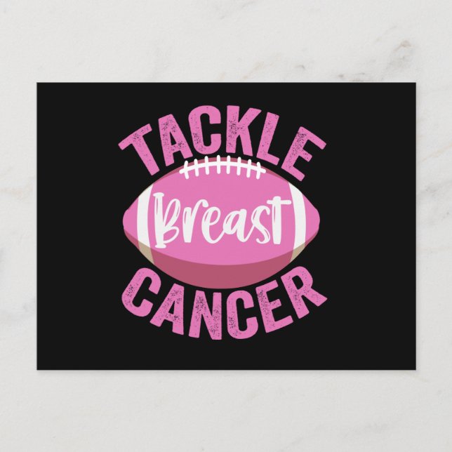Tackle Breast Cancer Funny Football Awareness Gift Vykort (Framsida)