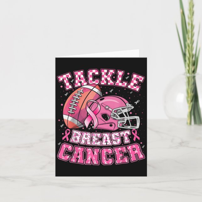 Tackle Bröstcancer Medvetenhet Amerikansk Fotboll  Kort (Framsida)