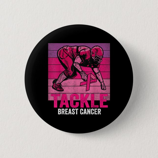 Tackle Bröstcancer Medvetenhet Fotboll Bröst Knapp (Framsida)