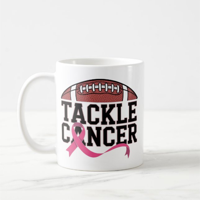 Tackle Cancer Pink Ribbon Design Kaffemugg (Vänster)