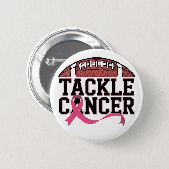 Tackle Cancer Rosa Band Design Knapp (Framsida & baksida)