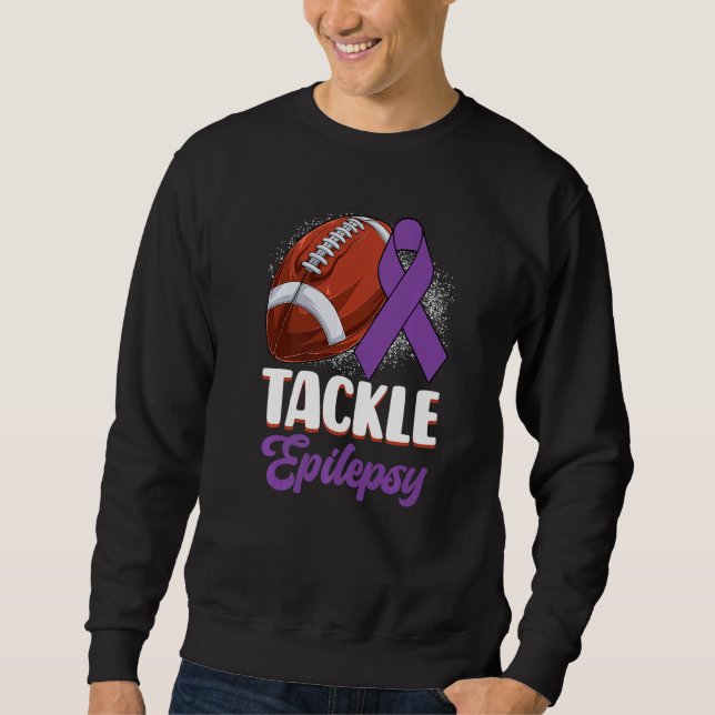 Tackle Epilepsy Awareness Day Warrior Football Pur Lång Ärmad Tröja (Framsida)