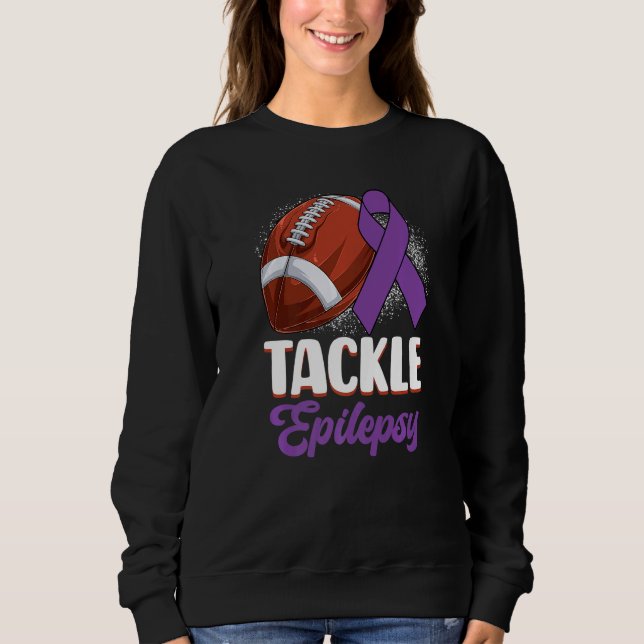 Tackle Epilepsy Awareness Day Warrior Football Pur T Shirt (Framsida)