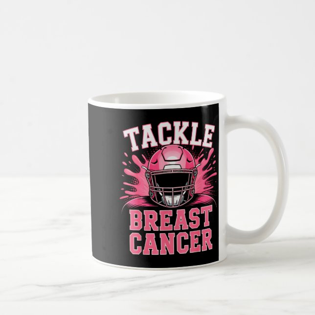 Tackle Football Breast Cancer Awareness Nk Ribbon  Kaffemugg (Höger)