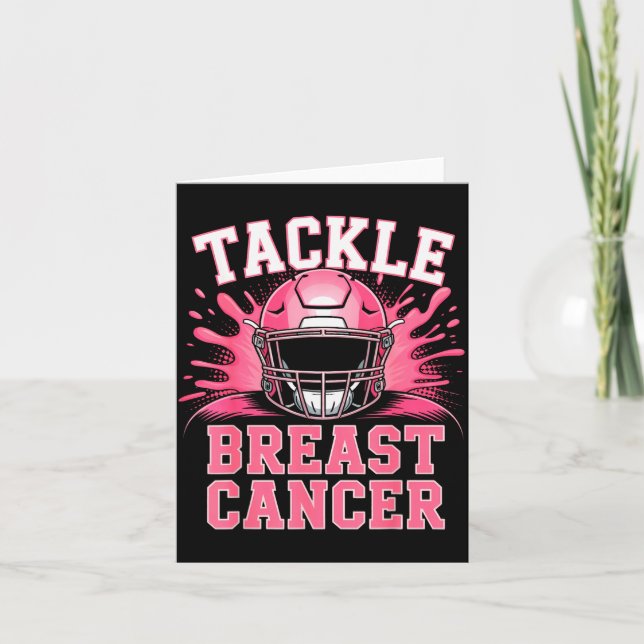 Tackle Football Breast Cancer Awareness Nk Ribbon  Kort (Framsida)