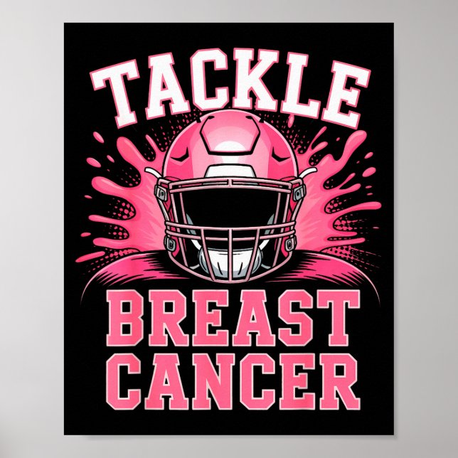 Tackle Football Breast Cancer Awareness Nk Ribbon  Poster (Framsidan)