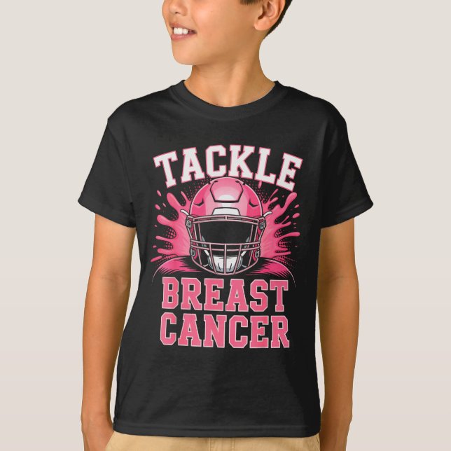 Tackle Football Breast Cancer Awareness Nk Ribbon  T Shirt (Framsida)
