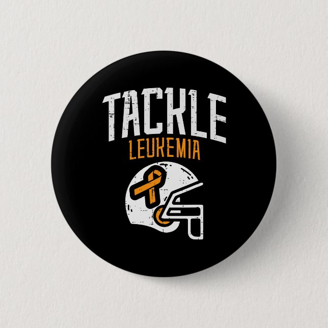 Tackle Leukemia Helmet Orange Ribbon Blood Cancer  Knapp (Framsida)
