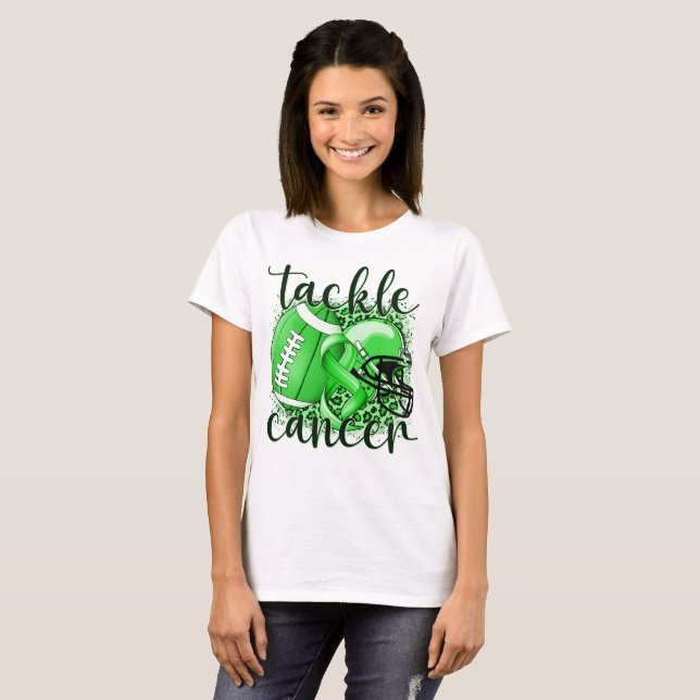 Tackle Lymphoma Football Themme T Shirt (Hel framsida)