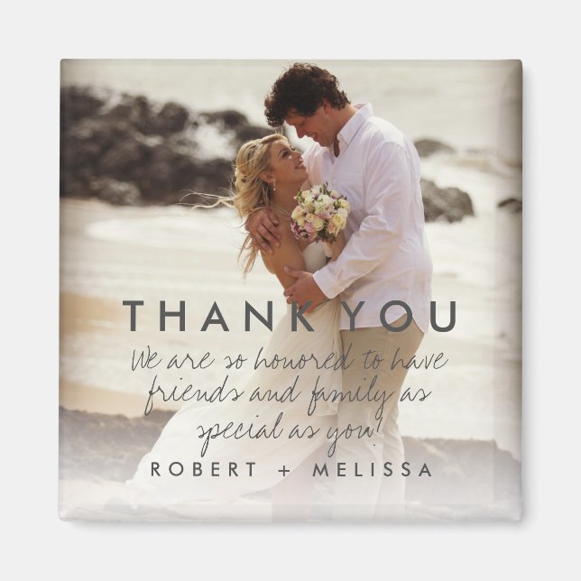 Tackmeddelande för bröllopsfoto tackgåva magnet (Framsidan)