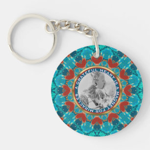 Tacknämdhet Aqua Teal Mandala Anpassade Ord & Foto
