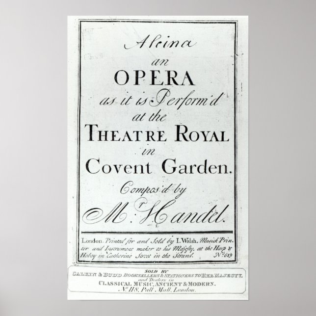 Täckning av Lakan Music för Alcina Poster (Framsidan)