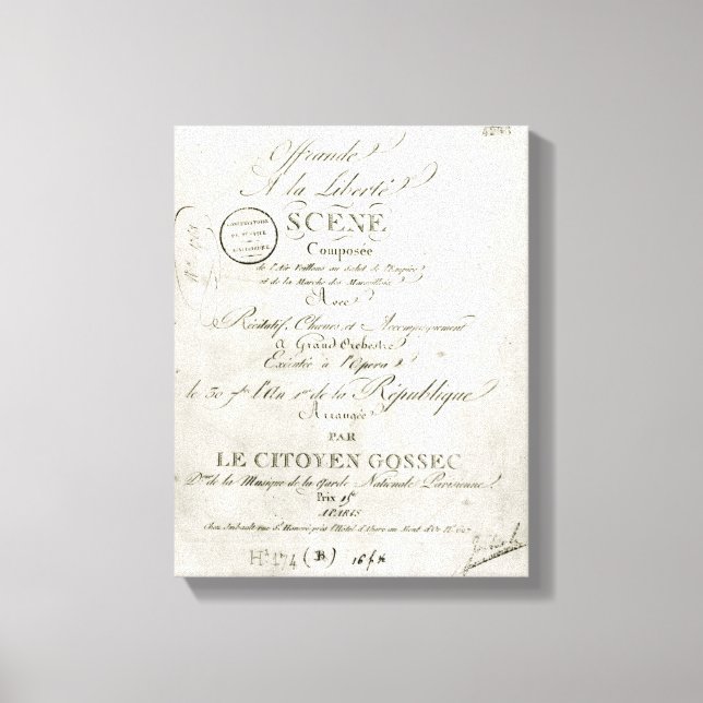Täckning för poängen "Offrande a la Liberte" Canvastryck (Framsida)