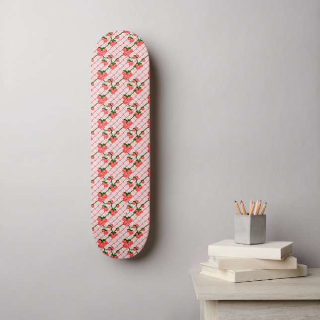 Täckningskedjans länkstängsel i rosa ros, sömlös p skateboard bräda 21,5 cm (Väggkonst)