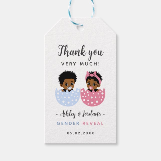 Tackpresentkort för svart könsbestämningsfest presentetikett (Framsidan)