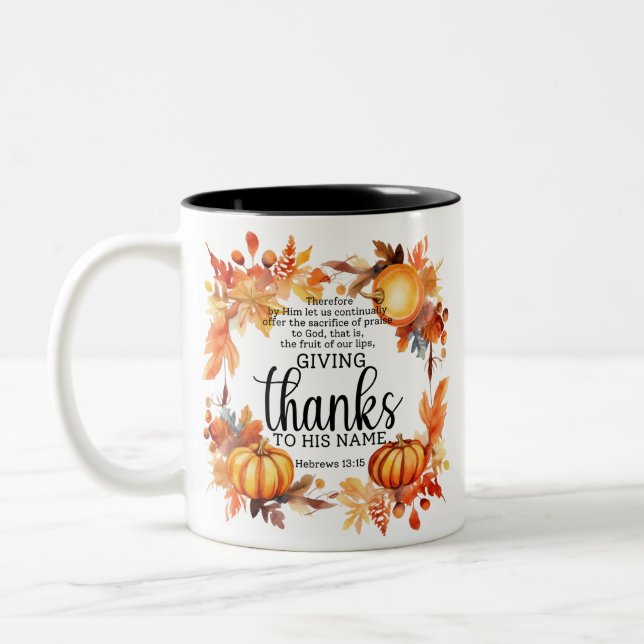 tacksägande bön Två-Tonad mugg (Vänster)