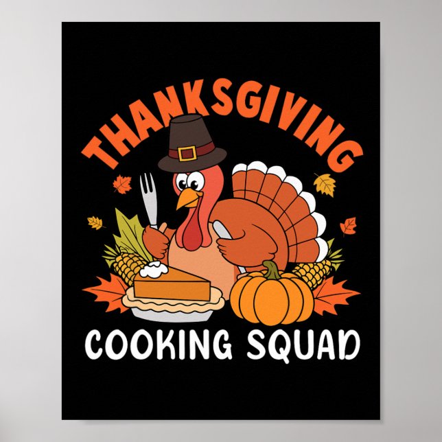 Tacksägande kock för kalkon i Thanksgiving-lagning Poster (Framsidan)