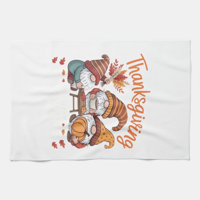 Tacksägelse Gnome Höst Leopard Turkiet Essential T Kökshandduk (Horisontell)