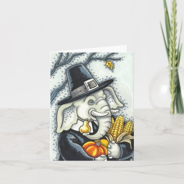 TACKSÄGELSE PACHYDERM, PILGRIM ELEFANT Blank Kort (Framsida)