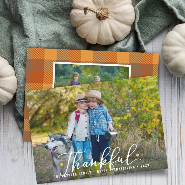Tacksägelse Thanksgiving-foton Julkort (Thankful Thanksgiving Photos Holiday Card)