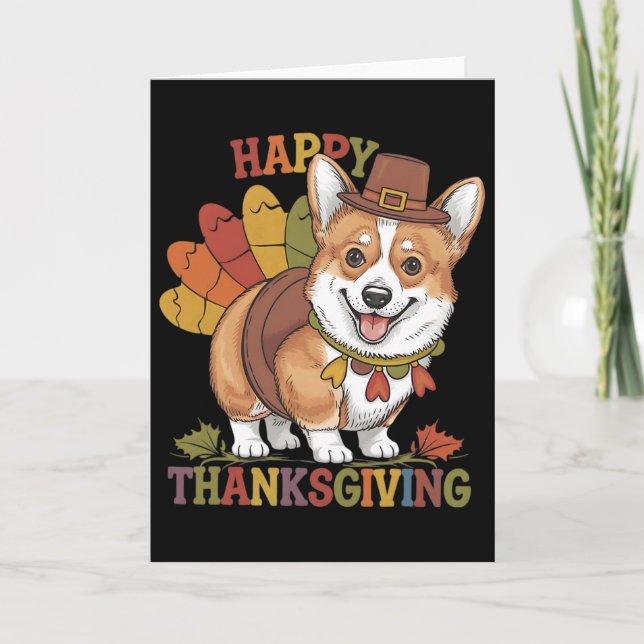 Tacksägelsedag Corgi Hund Kalkon  Kort (Framsida)