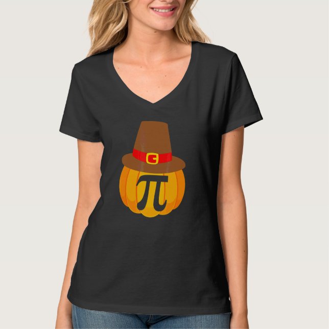 Tacksägelsedag Pumpa Pi Paj Pilgrimsmössa   Matema T Shirt (Framsida)