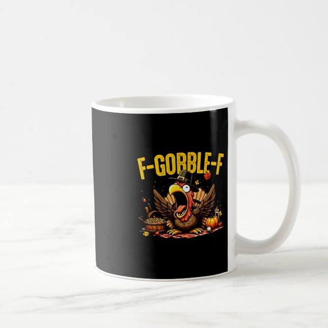 Tacksägelsedagen F-gobble-f Rolig Turkos Pumpa Läm Kaffemugg (Höger)