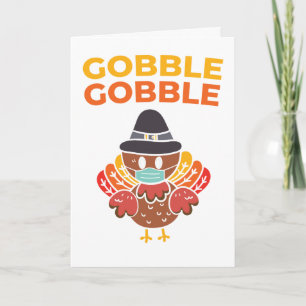 Tacksägelsedagen Gobble Gobble Rolig Turk Mask Kort