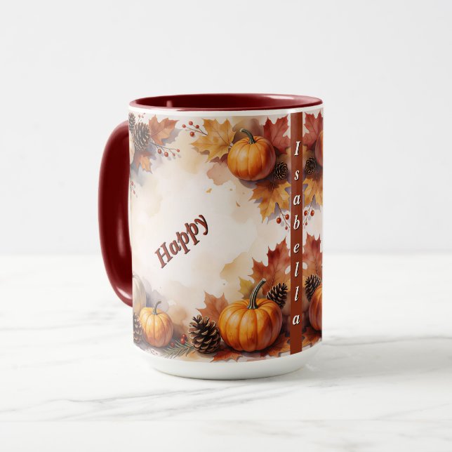Tacksägelsedagen Guld Modern Höst Kollektion Mugg (Framsida vänster)