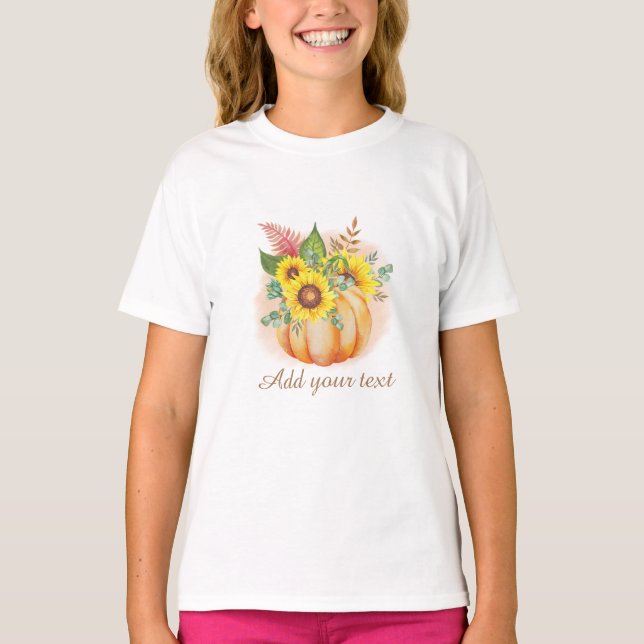 Tacksägelsedagen Höst Fall Pumpa och Solros T Shirt (Framsida)