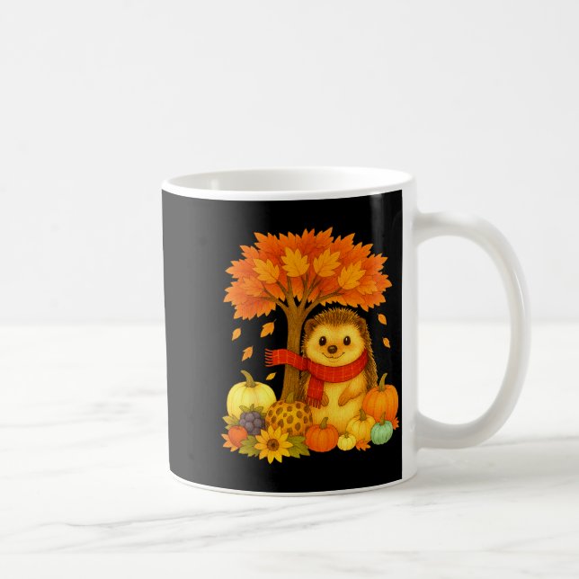 Tacksägelsedagen Höst Igelkott Blad Fall Träd  Kaffemugg (Höger)