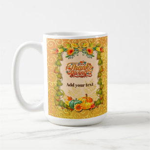 Tacksägelsedagen Höst Löv lönnlöv och pumpor Kaffemugg