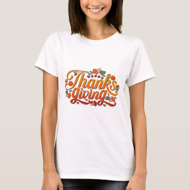 Tacksägelsedagen Höst Löv och pumpor T Shirt (Framsida)