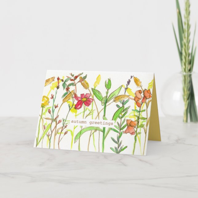 Tacksägelsedagen Höst Säsong Orange Vildblommor Helgkort (Framsida)