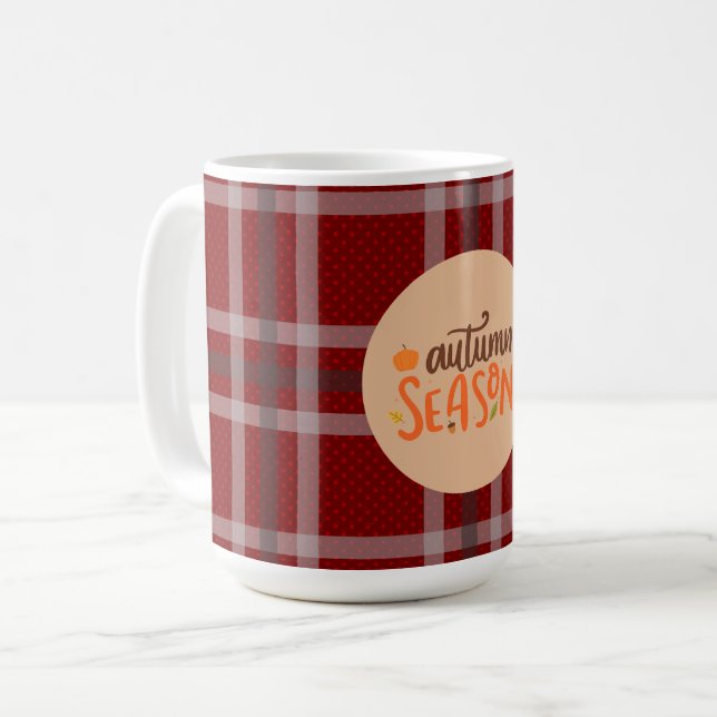 Tacksägelsedagen,Höst Säsong Script,Rutig,Modern Kaffemugg (Framsida vänster)