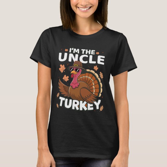 Tacksägelsedagen Jag Är Den Farbror Kalkon Familj T Shirt (Framsida)