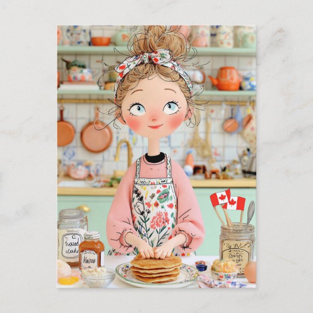 Tacksägelsedagen Kanada Vykort Mysigt Köket Pannka (Framsida)