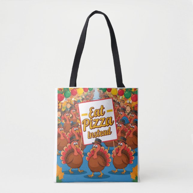 Tacksägelsedagen med pizza istället tygkasse (Framsida)