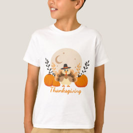 Tacksägelsedagen Söt Höst Kalkon Orange Pumpa T Shirt