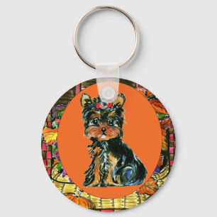 Tacksägelsedagen Yorkie Poo Nyckelring