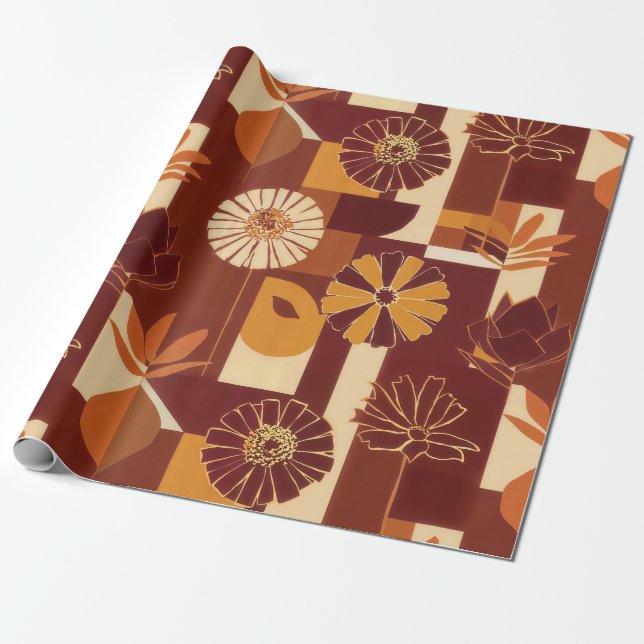 Tacksägelsedags Blommig Skördemönster Presentpapper (Utrullad)