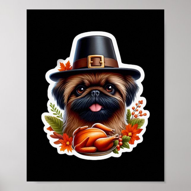 Tacksägelsedags Brussels Griffon Hundägare Älskare Poster (Framsidan)
