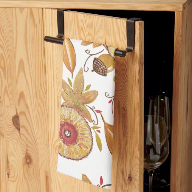 Tacksägelsedags Ek Fall Stämning Akvarell Kökshandduk (Thirds Fold)