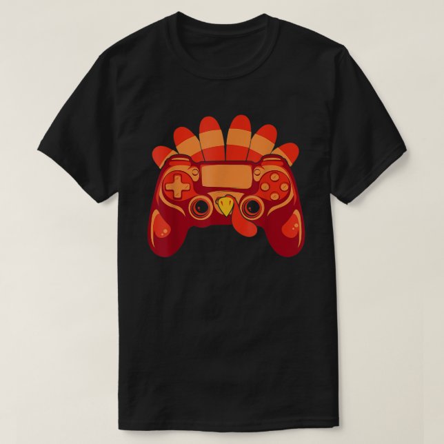 Tacksägelsedags Gamer Turkontroll T Shirt (Design framsida)