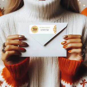 Tacksägelsedags Orange Bohemisk Mandala Höstlöv Returadress Etikett